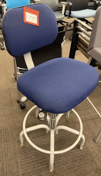Blue Fabric Work Stool - Used