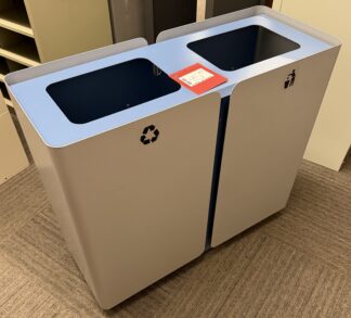 Silver Modern Dual Recycling Bin & Trash Can - Used
