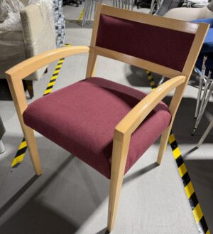 Maroon Fabric Side Chair w/ Veneer Frame - Used
