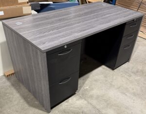 Harmony Newport Grey 30"x60" Desk w/ 2 Teknion Ball-Bearing Drawer Units - New