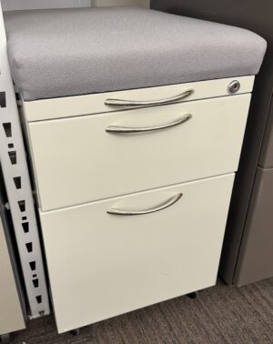 Light Grey Mobile Box/File Pedestal File w/ Grey Padded Seat- Used