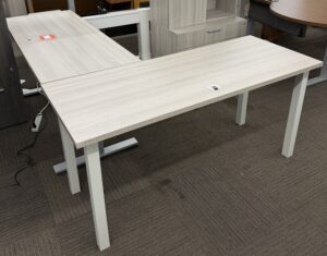Light Gray Wood Grain Laminate 3-Piece Desk Set - Used