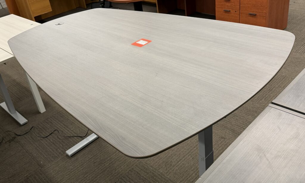 Dark Gray Wood Grain Laminate Tapered Table Desk Set w/ Modesty Panel - Used