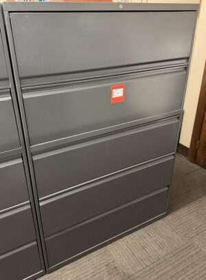 Charcoal 42"Wx18"D 5-Drawer Lateral File - Used