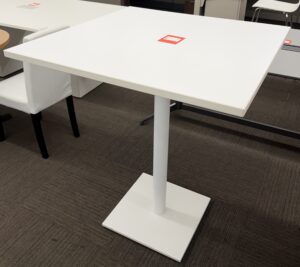 Modern White Square 3' Pedestal Cafe Table - Used