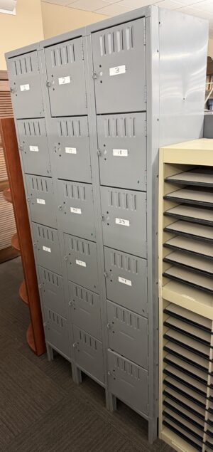 18-Door 6-Tiered Metal Box Locker Unit - Used