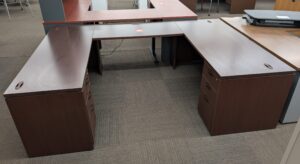 Teknion Royal Cherry 102"x72" U-Shape Desk Set - Used