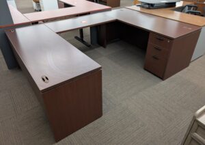 Alternative view of Teknion Royal Cherry 102"x72" U-Shape Desk Set - Used