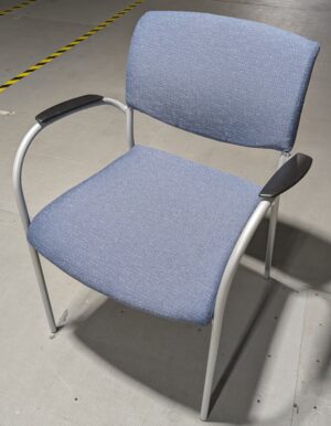 Allseating Blue Fabric Silver Frame Stacking Guest Chair - Used