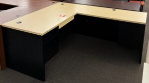 HON L-Shape 66"x78" Black Desk Set w/ Maple Top - Used