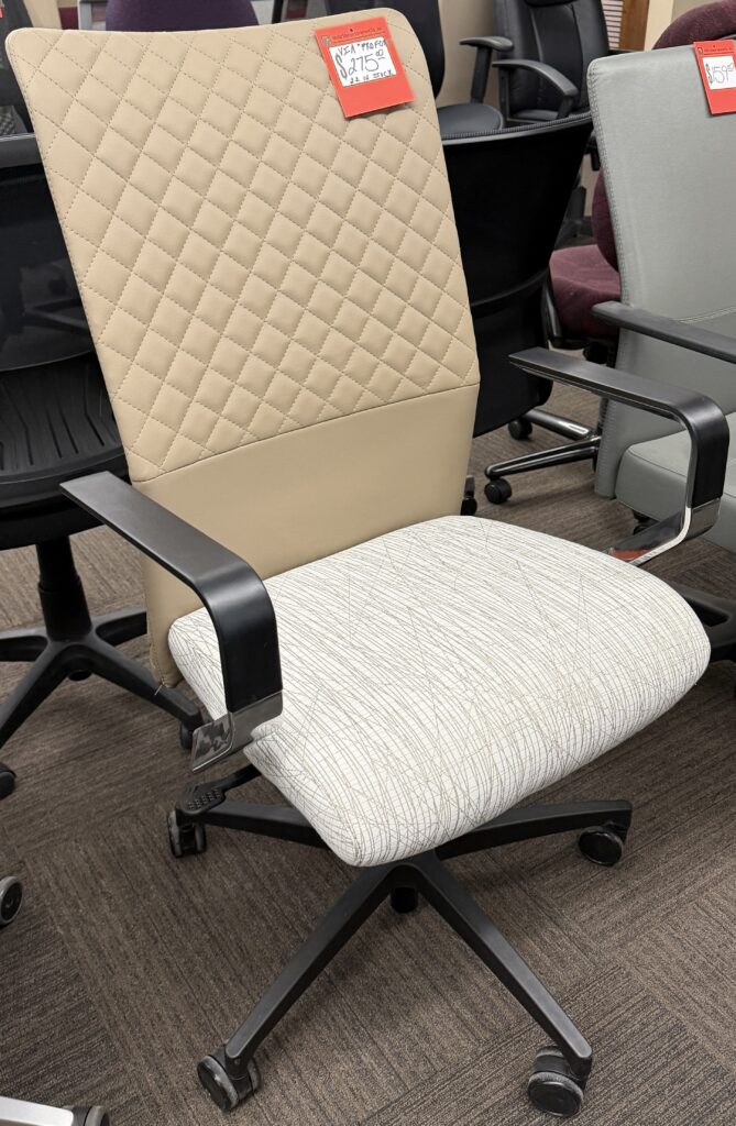 VIA "Pro Form" Leather Highback w/ Earthtone Patterned Fabric Seat - Used