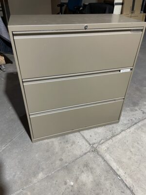 Taupe 36" Wide 3-Drawer Lateral Files - Used