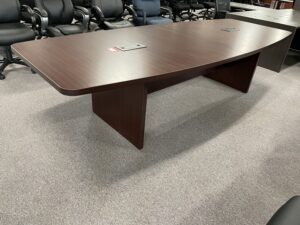 Harmony 4'x10' Boat Shape Mahogany Conference Table - Used