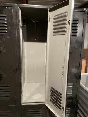 Alternative view of Lyon Double-Tier 12”x18”x36” Black Lockers (78” tall overall) 6-Door Set - Used