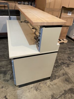 Sturdilite Butcher Block Top Lab Bench 30”x72”x31” tall w/2 Drawer Peds & Hutch - Used - Image 3