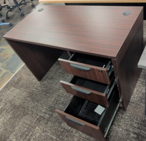 Alternative view of Performance Furnishing Mahogany 24"x48" Single Pedestal Desk - Used