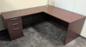 Performance Furnishings Mahogany 66"x78" L-Shape Desk - Used