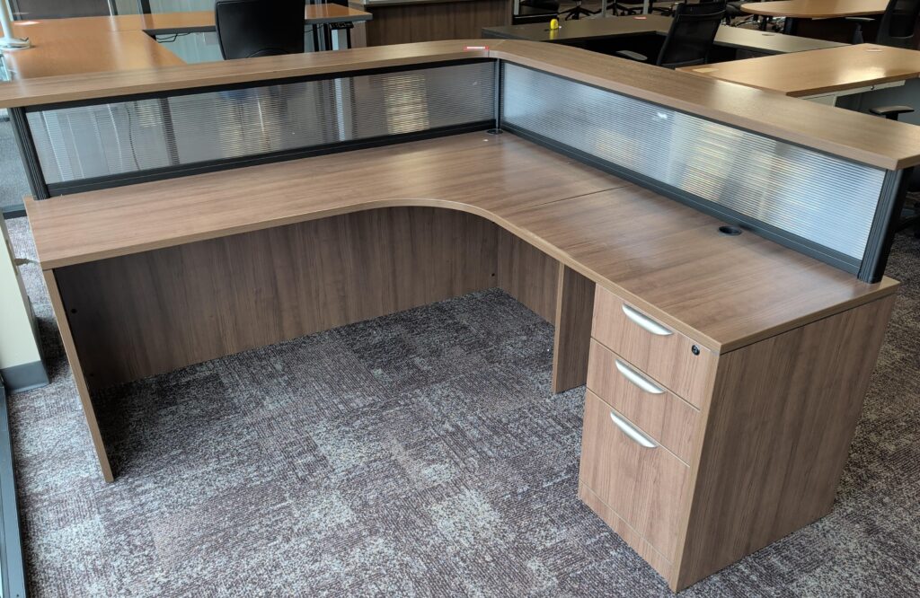 Performance Furnishings Modern Walnut Laminate Reception Desk - Used