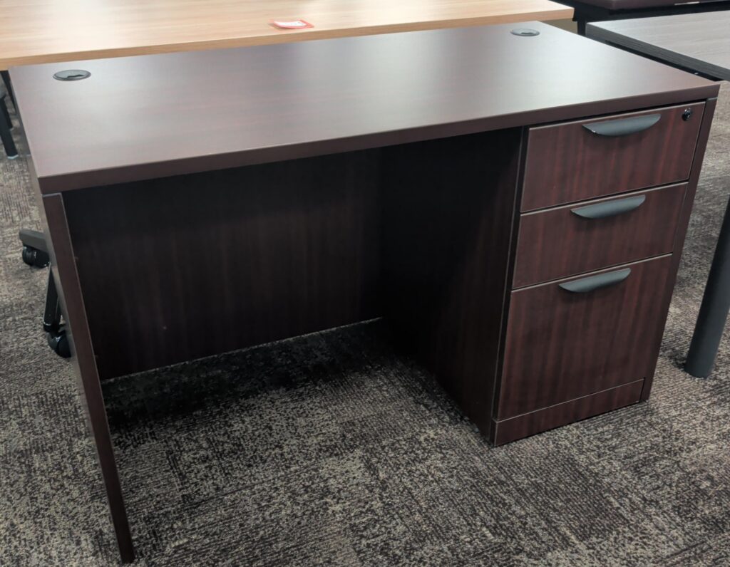 Performance Furnishing Mahogany 24"x48" Single Pedestal Desk - Used